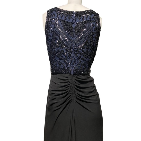 ADRIANNA PAPELL Black Maxi Dress w/Beaded Bodice Size 8 - Picture 5 of 13